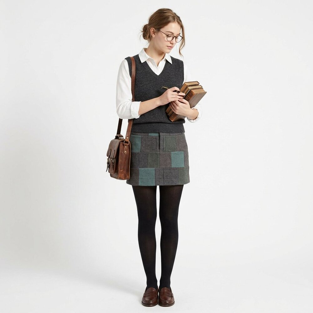 American Eagle Brown  Plaid Mini Skirt 10 Preppy Schoolgirl Dark Academia Y2K - Picture 2 of 16